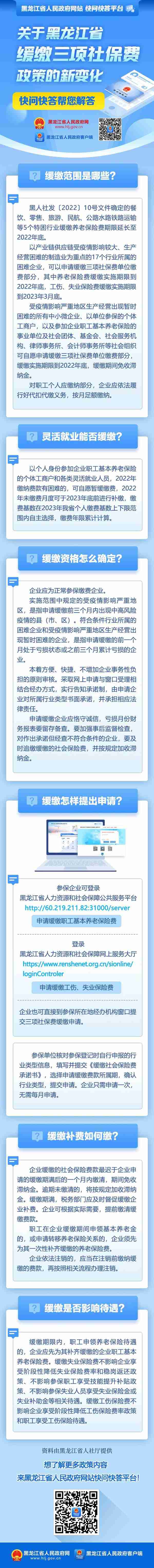 关于黑龙江省缓缴三项社保费政策的新变化，快问快答帮您解答
